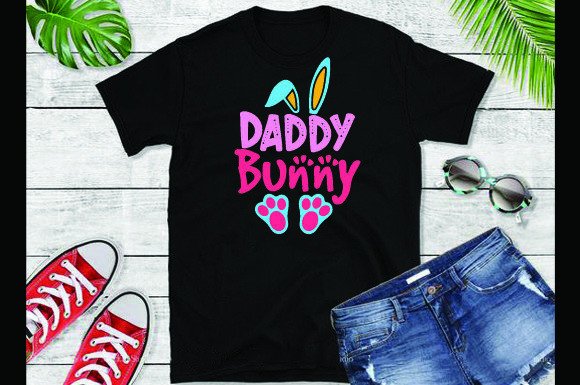Daddy Bunny T-Shirt Design Graphic T-shirt Designs By ROKON DESIGN BUNDLE