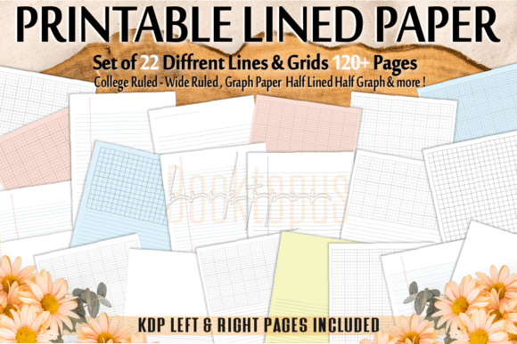 PRINTABLE LINED & GRAPH PAPER BUNDLE KDP Gráfico Modelos Gráficos Por BOOKTOPUS