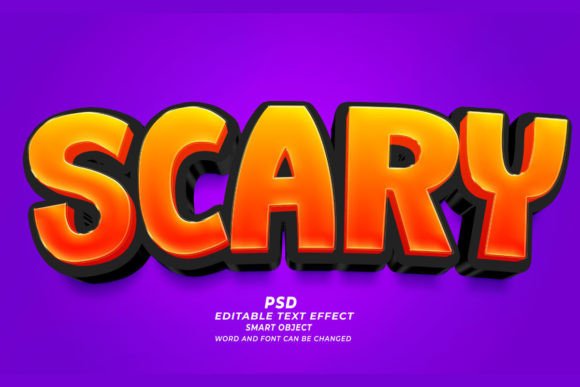 PSD Scary 3d Editable Text Effect Gráfico Estilos de capas Por TrueVector