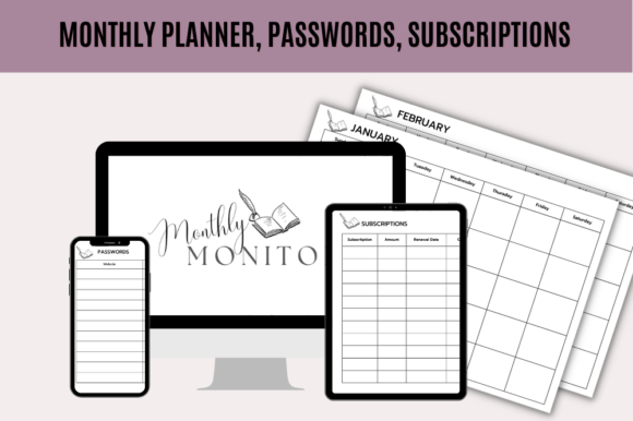 UNDATED MONTHLY PLANNER EDITABLE Graphic Print Templates By Dreamwings Creations