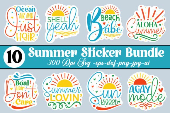 Summer Stickers Bundle Graphic Crafts By GatewayDesign