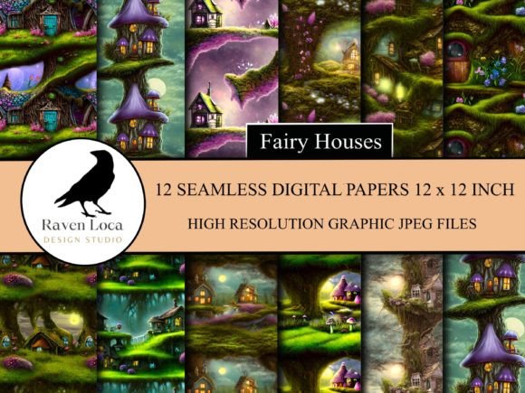 Seamless Fantasy Art Digital Papers Afbeelding Papieren Patronen Door ravensplace22
