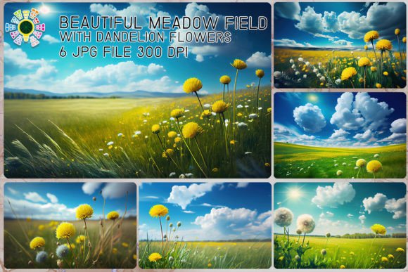 Beautiful Meadow Field, Dandelion Flower Graphic Nature By MICON DESIGNS