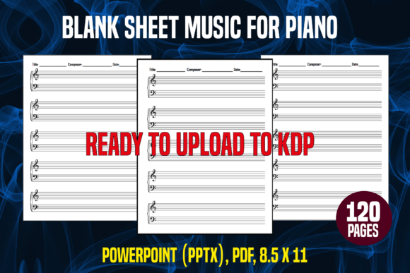 Blank Sheet Music for Piano Gráfico Interiores KDP Por YuliDor