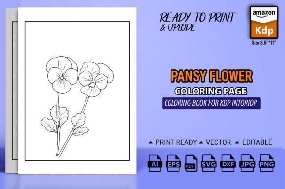 Pansy Flower Outline Drawing, Line Art. Grafica Pagine e libri da colorare per bambini Di GraphicArt