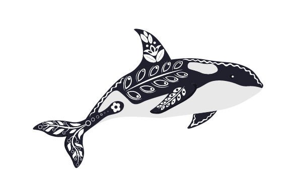 Orca Folk Art Style Animales Archivo de Corte de Manualidades Por Creative Fabrica Crafts