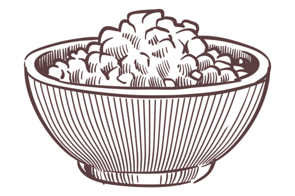 Cottage Cheese Bowl Sketch. Fresh Dairy Graphic Illustrations By yummybuum