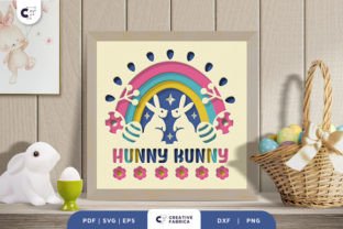 Easter Bunny Rainbow 3D Shadow Box Pasen 3D-SVG-craft Door Creative Fabrica Crafts 1