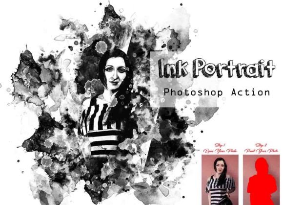 Ink Portrait Photoshop Action Graphic Add-ons By hmalamin8952
