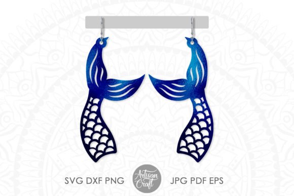 Mermaid Tail Earrings, Summer Jewelry Graphic 3D Shapes By Artisan Craft SVG