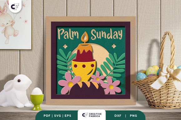 Palm Sunday Folk Art 3D Shadow Box SVG Pasen 3D-SVG-craft Door Creative Fabrica Crafts