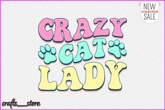 Crazy Cat Lady Retro Svg Gráfico Artesanato Por Crafts_Store