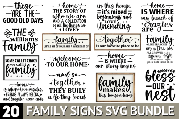 Family Sign Svg Bundle,Family Svg Design Graphic Crafts By CraftSVG
