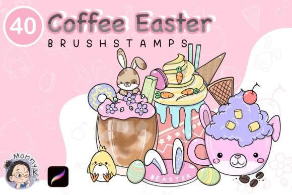 Procreate Coffee Easter Brush Stamp2 Graphic Brushes By MommyK Studio
