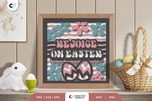 Rejoice on Easter 3D Shadow Box Papercut Easter 3D SVG Craft By Creative Fabrica Crafts
