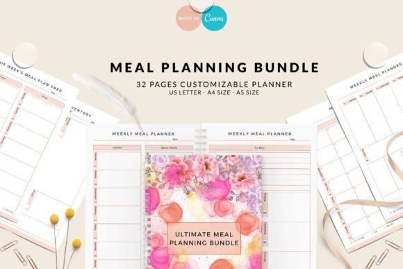 Weekly Meal Planner Meal Planning Bundle Graphic KDP Interiors By Creative Bundlex
