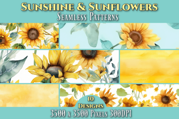 Sunshine & Sunflowers Seamless Patterns Graphic Patterns By Enchanted Marketing Imagery