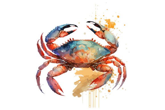 Watercolor Crab Vector Illustration Graphic Illustrations By BreakingDots