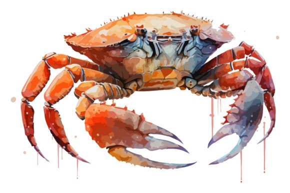 Watercolor Crab Vector Illustration Graphic Illustrations By BreakingDots