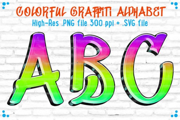 Graffiti Colorful Alphabet Set Graphic Crafts By Sunari Design