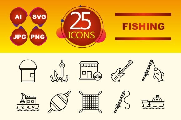 Fishing Graphic Icons By circlontech