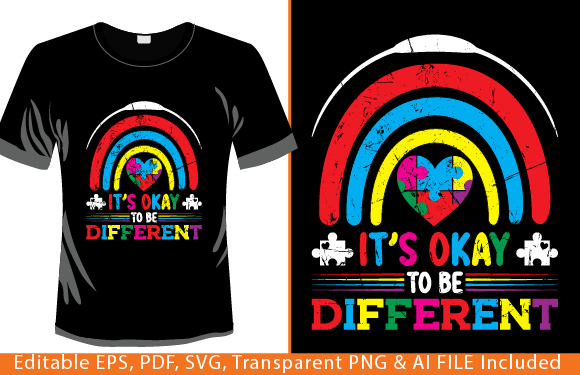 It's Okay to Be Different Autism T-shirt Graphic T-shirt Designs By tarekarts99