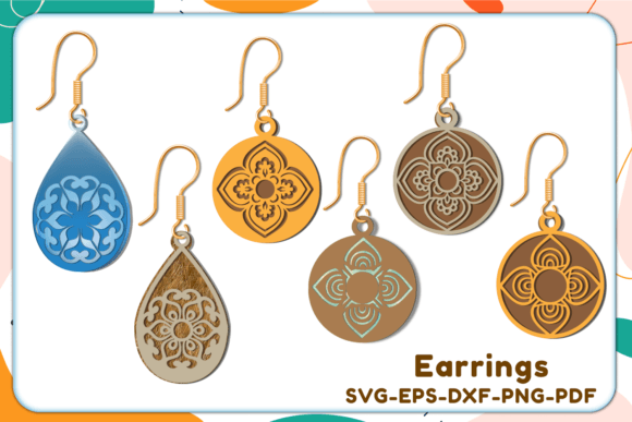 Mandala Earrings Svg Earrings Tear Drop Graphic 3D Shapes By SvgProPlus