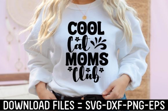 Cool Cat Moms Club Grafika Projekty Koszulek Przez FH Magic Studio
