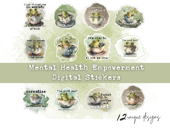 Adorable Frog Anxiety Mental Health PNG Graphic AI Graphics By Jackie Schwabe