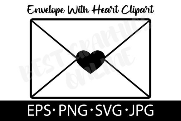 Envelope with Heart Silhouette Vector Graphic Illustrations By bestgraphicsonline