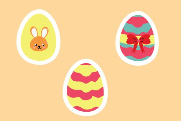 Sticker Cute Easter Red Yellow Graphic Crafts By nalathifastudio