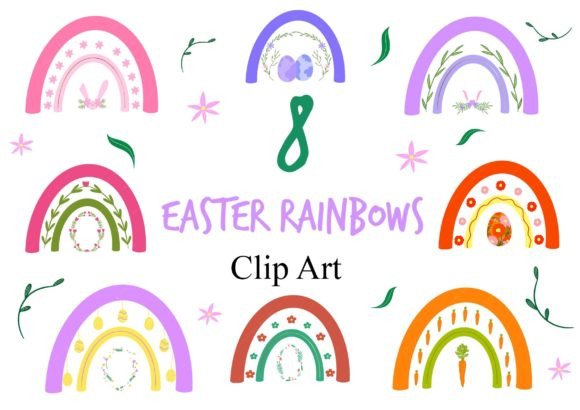 Easter Rainbows Clipart Gráfico Ilustrações para Impressão Por GloryStarDesigns