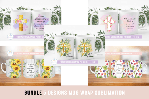 Easter & Spring Mug Wrap Sublimation Graphic Crafts By Rainbowtown
