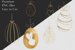 Golden Hanging Easter Eggs Clipart Graphic Illustrations By GloryStarDesigns 2