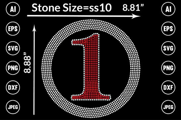 Number Circle Rhinestone Design Graphic T-shirt Designs By TRANSFORM20