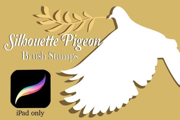 Pigeon Silhouette Style Procreate Brush Graphic Brushes By WondeRain