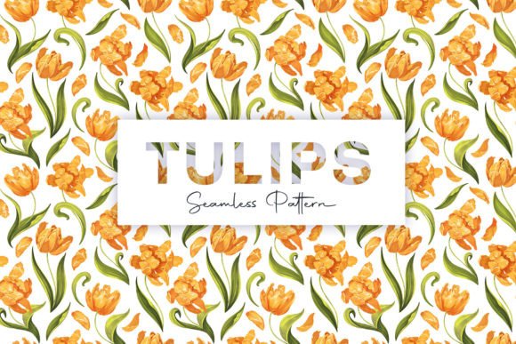 Spring Yellow Tulips Pattern Grafik Papier-Muster Von MPetrovskaya