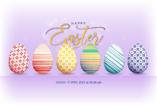 Happy Easter Card with Sixth Eggs Graphic Print Templates By Djoe N Reiz 1