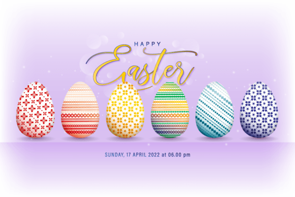 Happy Easter Card with Sixth Eggs Graphic Print Templates By Djoe N Reiz