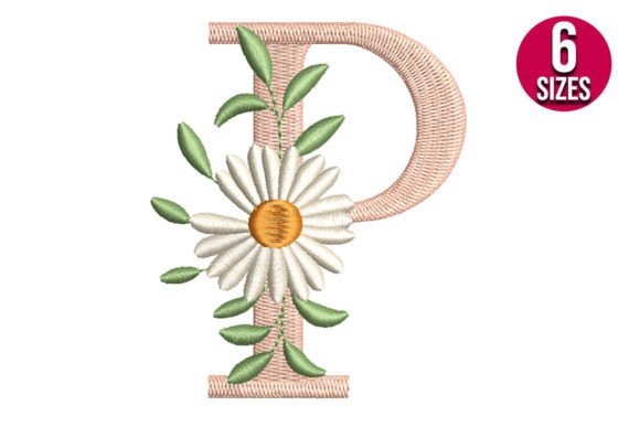 Floral Alphabet Letter P Hochzeitsmonogramm Stickereidesign Von Nations Embroidery