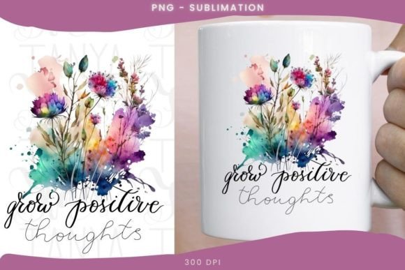 Grow Positive Thoughts Png Botanical Art Graphic Crafts By Tanya Kart