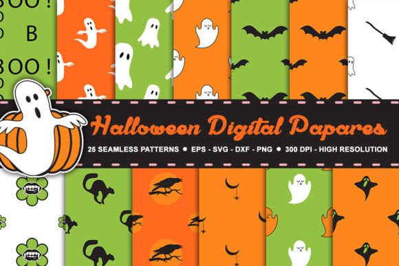 Halloween Boo Digital Seamless Pattern Graphic Patterns By Digital Background Patterns