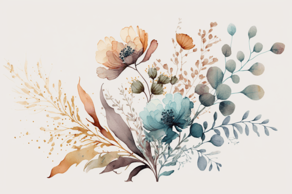 Minimalistic Floral Art Watercolor 3 Illustration Illustrations Imprimables Par 1xMerch