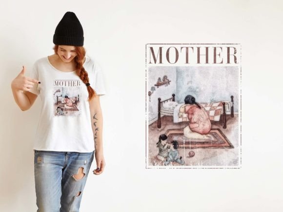 Mother Retro Vintage Png - Mother's Day Grafica Design di T-shirt Di sublimation.designs.tr
