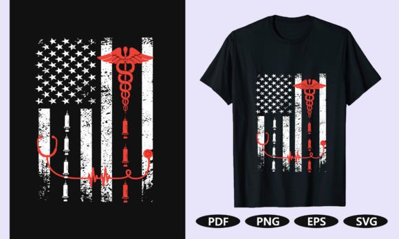 Nurse USA Flag Graphic T-Shirt Design Grafik T-shirt Designs Von mbr_expert