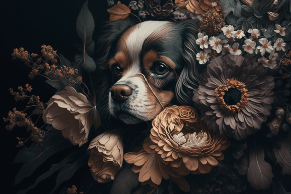 Cute Floral Dog Sublimation 1 Graphic Illustrations By 1xMerch
