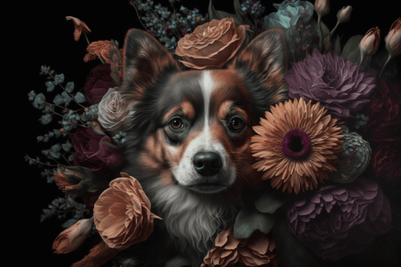 Cute Floral Dog Sublimation 2 Gráfico Ilustraciones Imprimibles Por 1xMerch