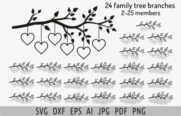 Family Tree Branches Svg Bundle 2-25 Grafik Plotterdateien Von Julia's digital designs