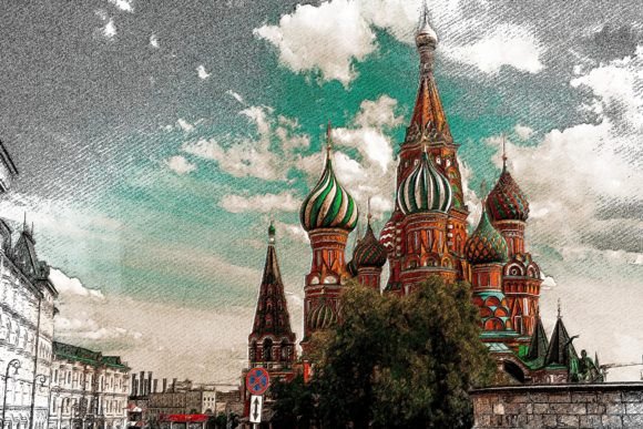 Kremlin View Color Sketch Graphic Illustrations By Poster Boutique