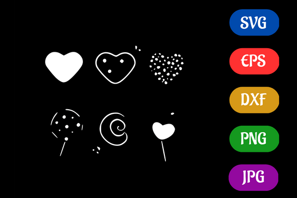 Candy Hearts | Black SVG Vector Gráfico Ilustrações em IA Por Creative Oasis